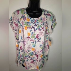 St. John's bay white floral top NWT
